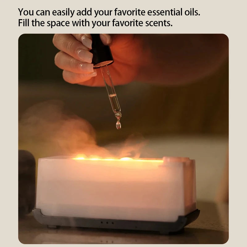 Flame Air Humidifier – LED Light & Essential Oil Diffuser
