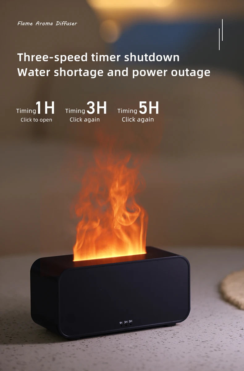Flame Air Humidifier – LED Light & Essential Oil Diffuser
