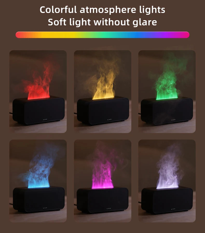 Flame Air Humidifier – LED Light & Essential Oil Diffuser