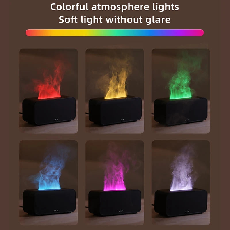 Flame Air Humidifier – LED Light & Essential Oil Diffuser