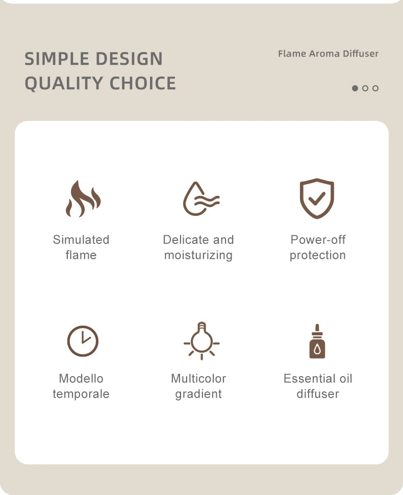 Flame Air Humidifier – LED Light & Essential Oil Diffuser