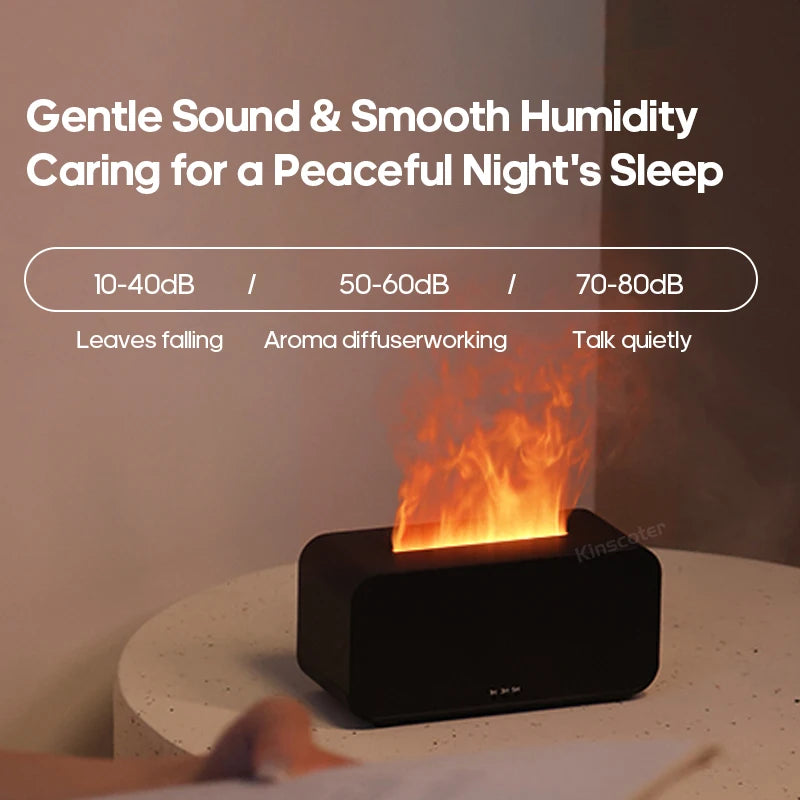 Flame Air Humidifier – LED Light & Essential Oil Diffuser