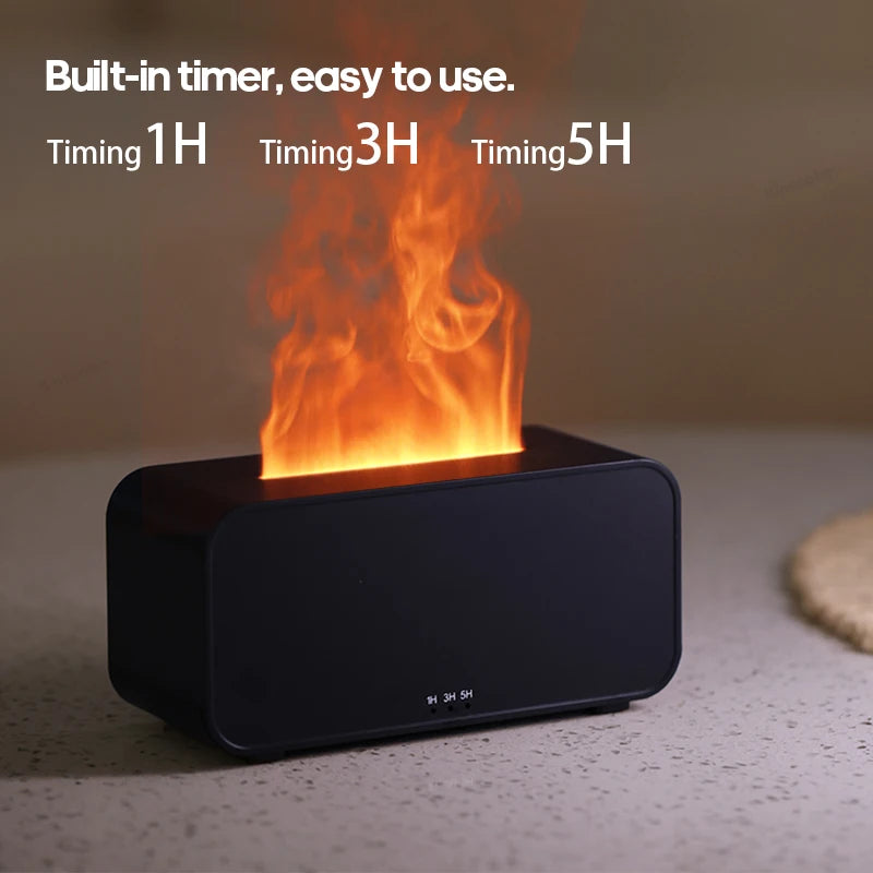 Flame Air Humidifier – LED Light & Essential Oil Diffuser