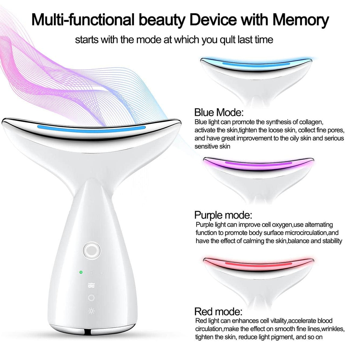 Face And Neck Tightening Device, Firm And Tightens Sagging Skin Face Neck Massager, Beauty Facial Massager For Women And Men - White